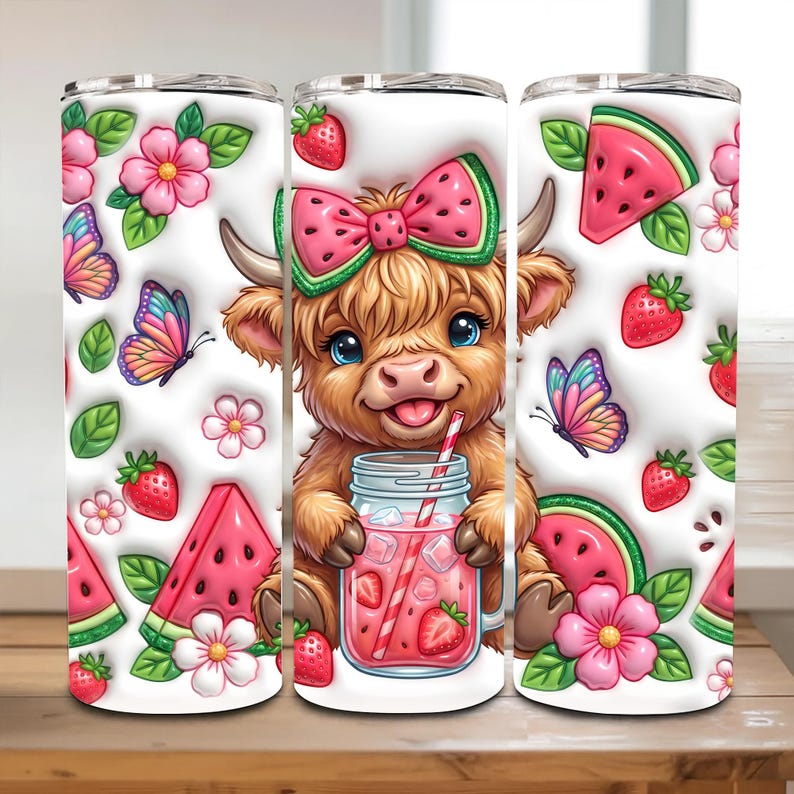 Watermelon Cow 3D Inflated 20oz Tumbler