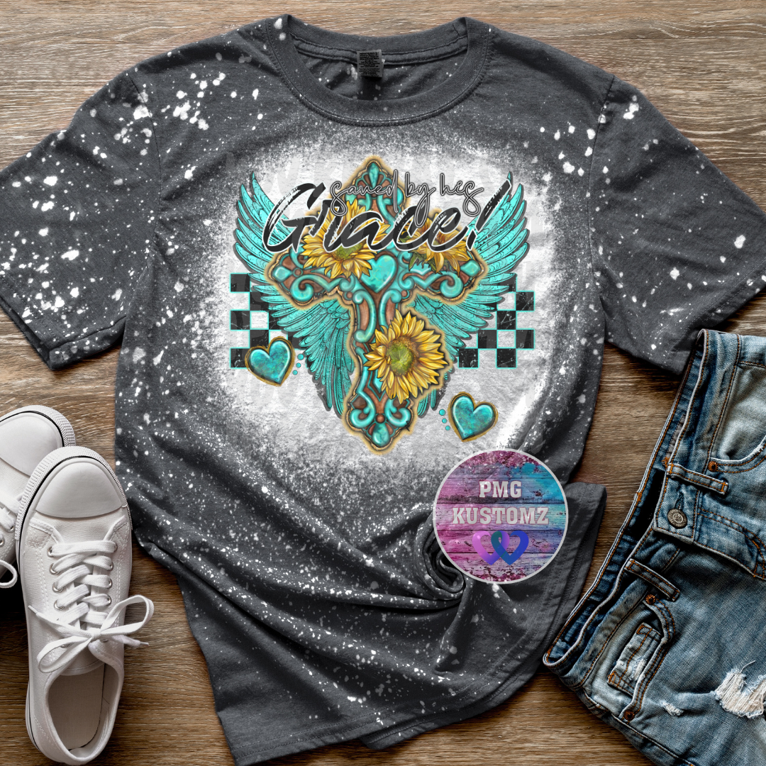 Saved by his Grace Bleached Tee