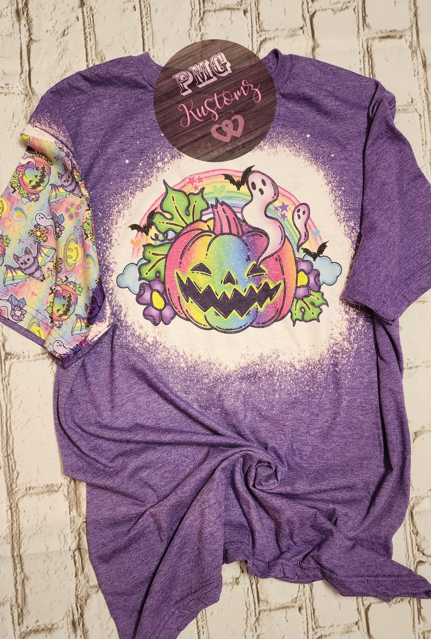 Rainbow Pumpkin Bleached Tee