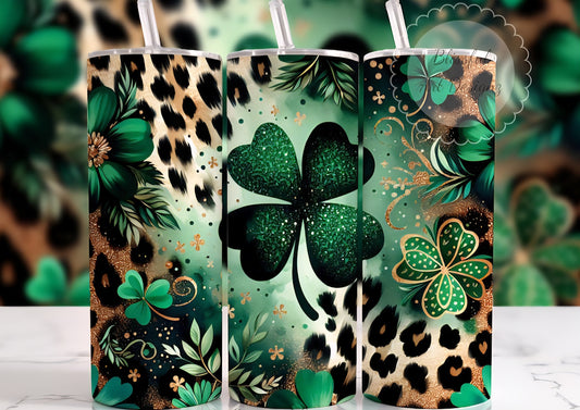 Leopard Shamrock Clover Tumbler