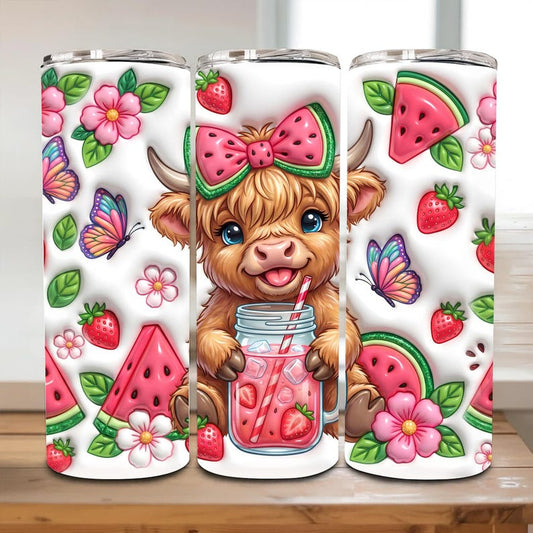 Watermelon Cow 3D Inflated 20oz Tumbler